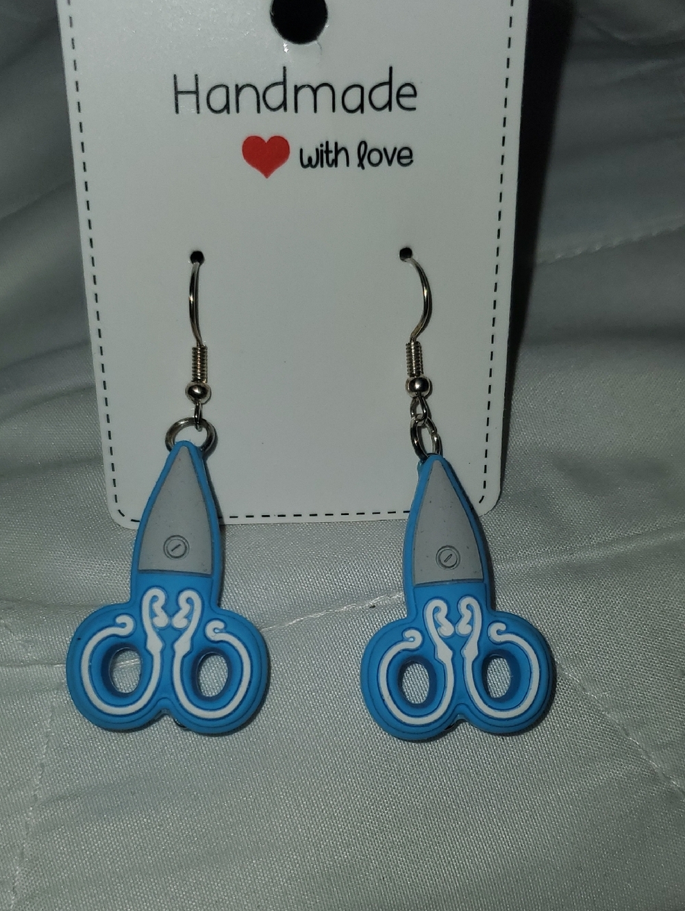 7/$10 Light Blue Scissor Earrings, New